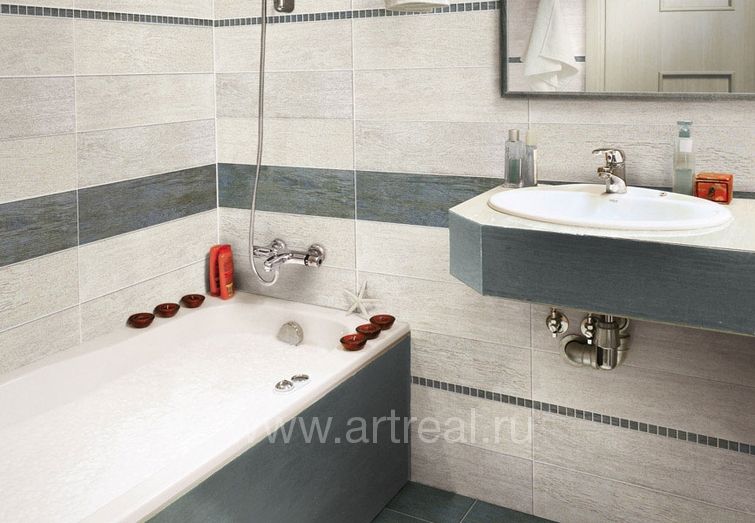 Керамический паркет Savoia Ceramic Listoni Lustrato двух цветов в отделке ванной