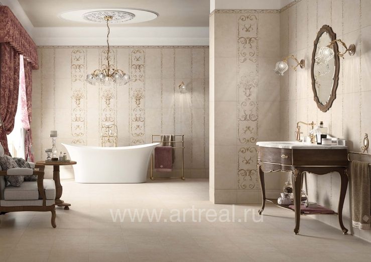 Керамическая плитка Imola Ceramica Pompei в интерьере ванной
