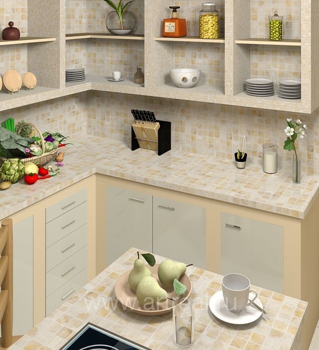 Кухня в отделке мозаикой Colori Viva Natural Stone