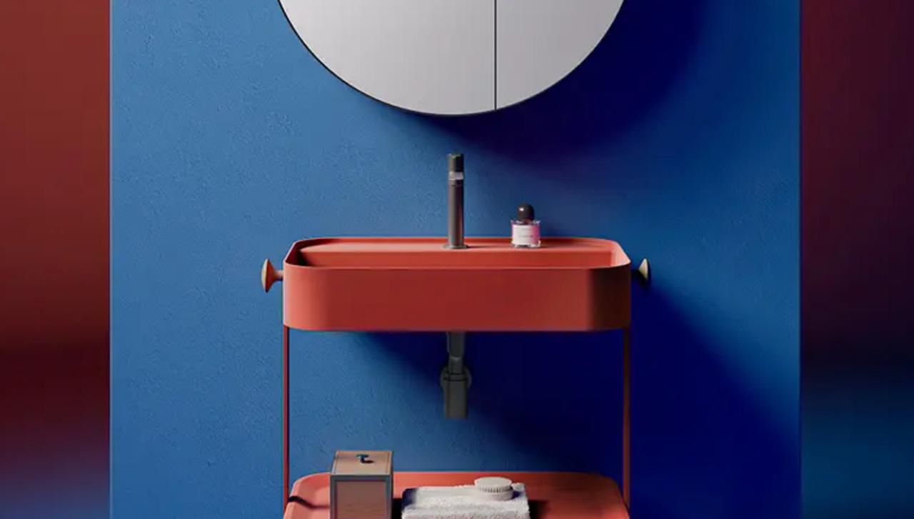 сочетание синего и бордового в плитке