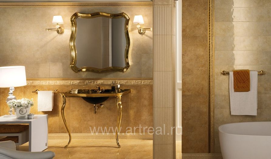Gardenia (Versace) Palace Living Gold Керамическая плитка Gardenia (Versace) Palace Living Gold в интерьере