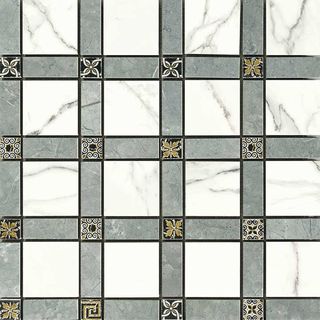 Novabell Imperial мозаика Cassettone Lapp. Statuario/Grigio Imperiale 30*30