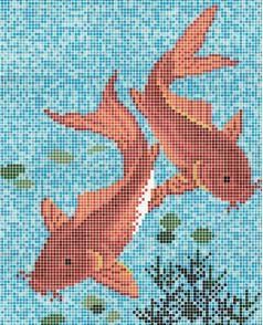 Rose mosaic Carpet Series панно Gold Fish 30*45