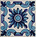 Cevica Antic декор Dec. flor Azul Antic Blanco 13*13