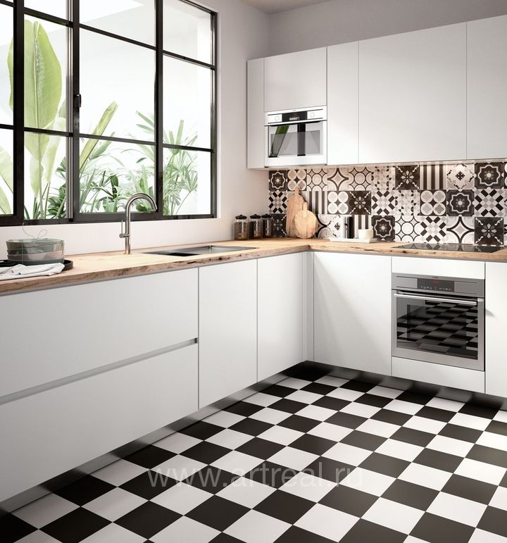 Керамогранит Sant Agostino Patchwork Black And White в интерьере