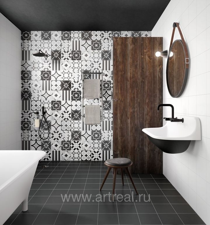 Керамогранит Sant Agostino Patchwork Black And White в интерьере