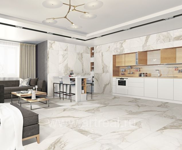 Керамогранит Azteca Calacatta Gold в интерьере