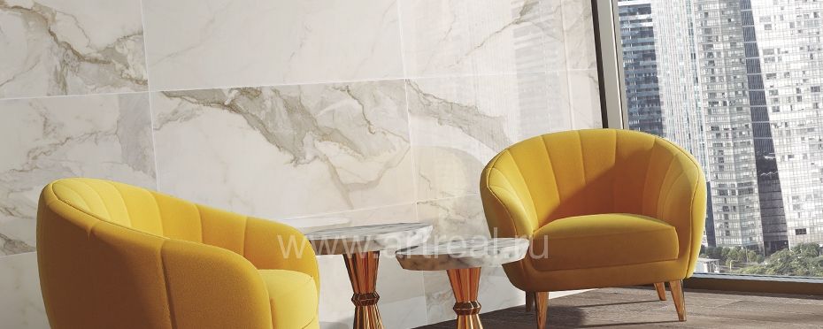 Керамогранит Azteca Calacatta Gold в интерьере