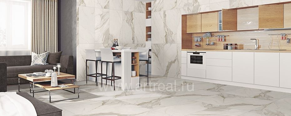 Керамогранит Azteca Calacatta Gold в интерьере