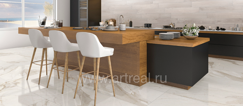 Керамогранит Azteca Calacatta Gold в интерьере