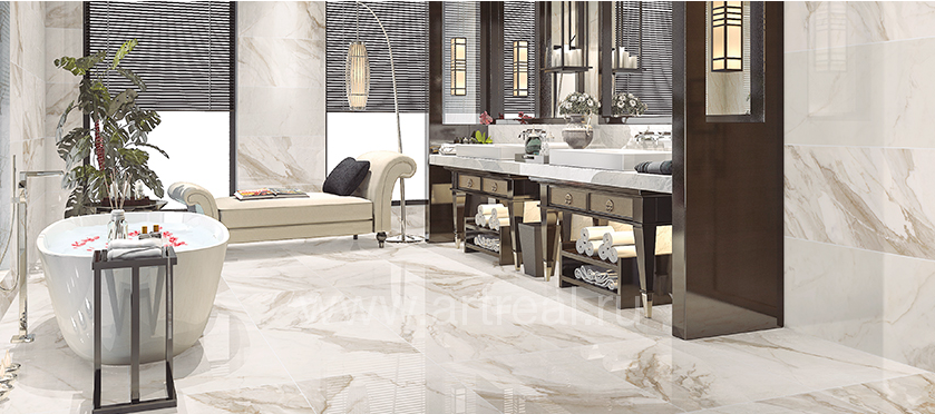 Керамогранит Azteca Calacatta Gold в интерьере