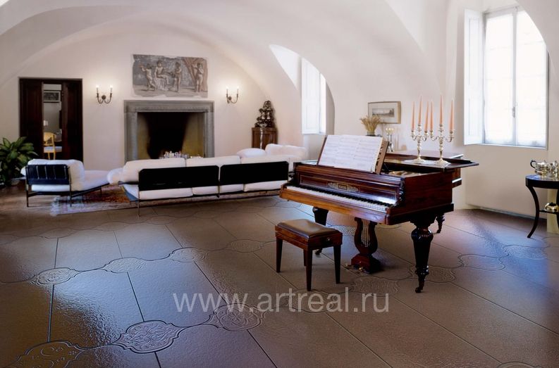 Керамогранит с декоративными вставками Petracers Unico цвета "Табак" с однотонными вставками Керамогранит с декоративными вставками Petracers Unico цвета "Табак" с однотонными вставками