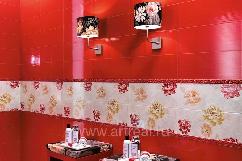 Отделка ванной плиткой Atlas concorde Gioia, цвет Rosso