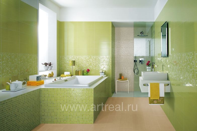 Отделка ванной плиткой Atlas concorde Gioia, цвет Verde
