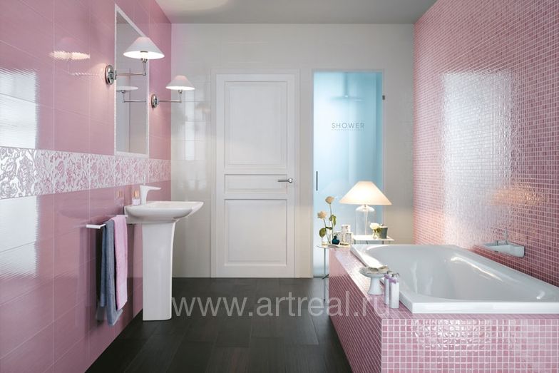 Отделка ванной плиткой Atlas concorde Gioia, цвет Rosa