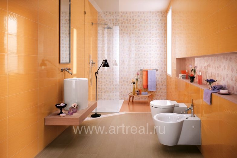 Отделка ванной плиткой Atlas concorde Gioia, цвет Arancio