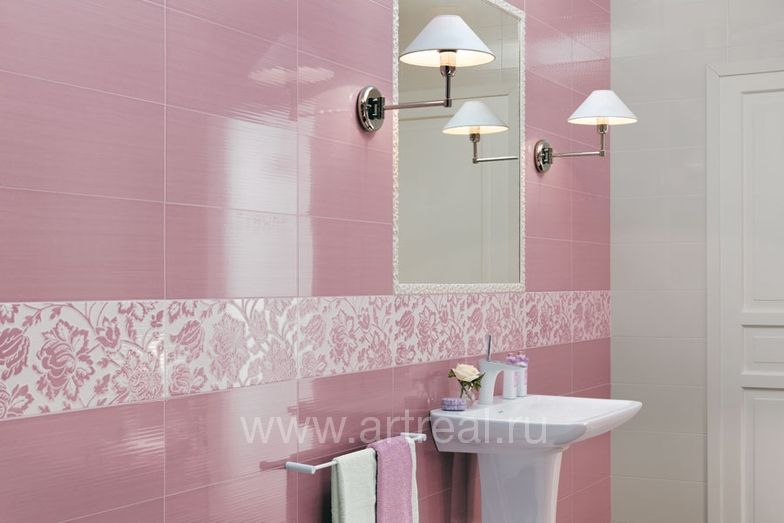 Отделка ванной плиткой Atlas concorde Gioia, цвет Rosa