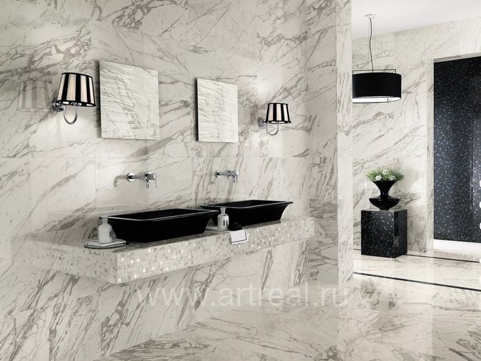 Керамогранит Decovita Bianco Carrara в интерьере