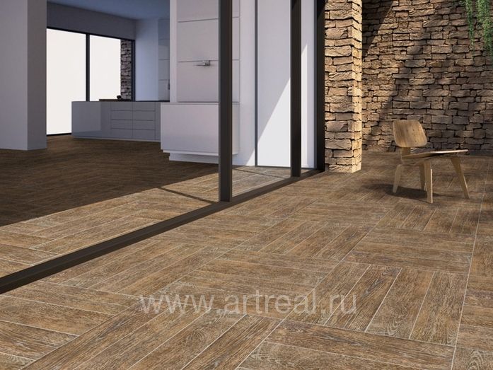 Керамический нескользкий паркет Savoia Ceramic Listoni Anticati в интерьере