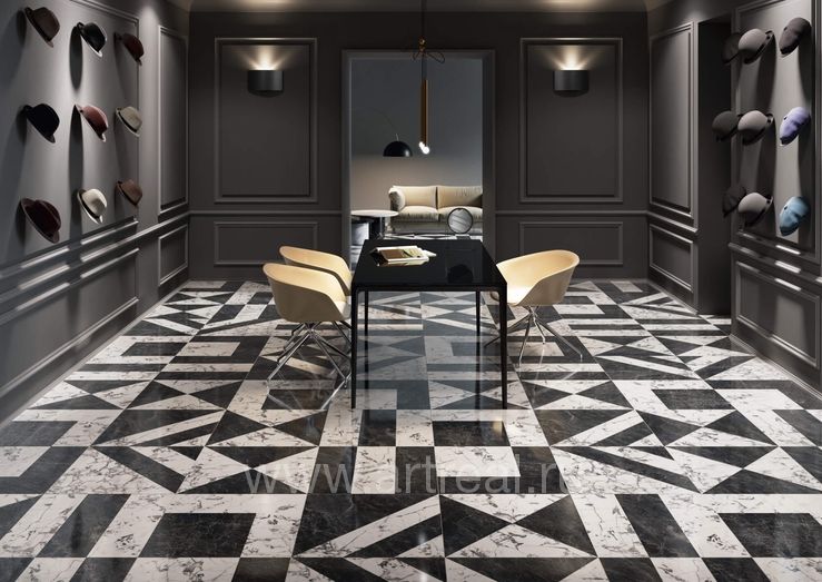 Керамогранит Kerama Marazzi Бьянко Неро в интерьере