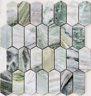 LeeDo Caramelle Pietrine Hexagonal мозаика Onice Verde Oliva POL Long Hex 27.8*30.4*7
