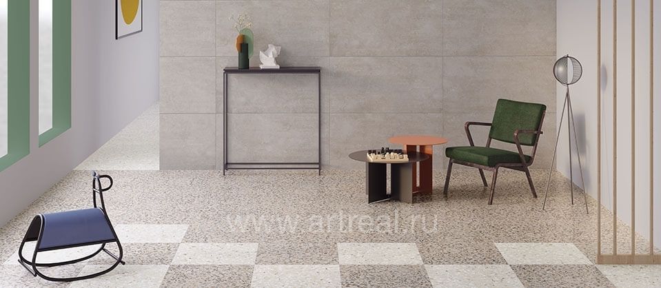 Керамогранит Vitra Rus Terrazzo-X в интерьере