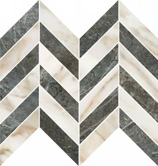 Мозаика Mos. Chevron 37X30 Green-Gold Luxe 37*30