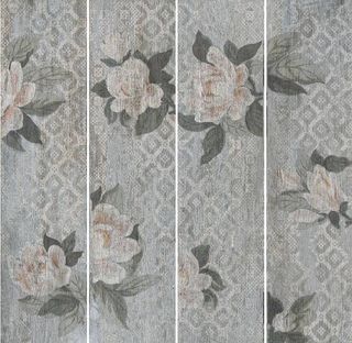 Kerama Marazzi Поджио керамогранит Поджио Цветы Серый Светлый Обрезной 20*80