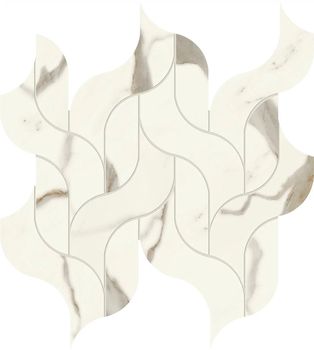 Мозаика Calacatta Sublime Mosaico Waterfall Lappato 27.7*30.5