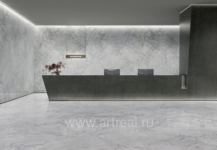 Керамогранит Moreroom Stone Calacatta Grey в интерьере
