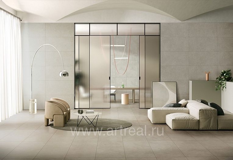 Керамогранит Vitra Russia FlakeCement в интерьере