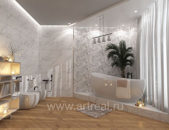 Керамическая плитка Kerlife Russia Calacatta Bianco в интерьере