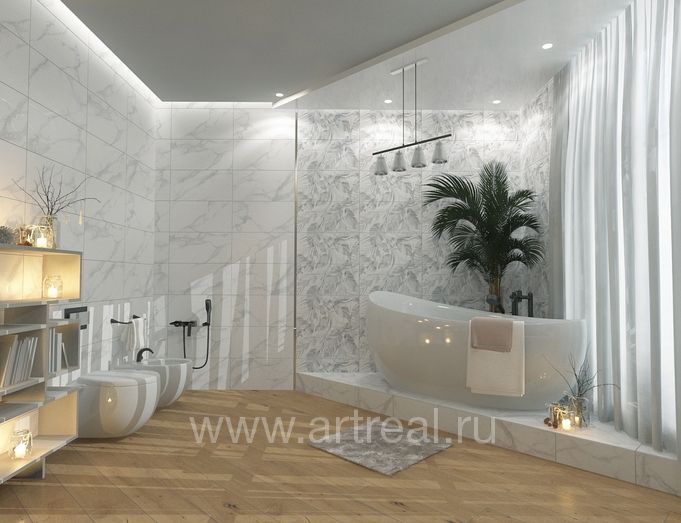 Керамическая плитка Kerlife Russia Calacatta Bianco в интерьере