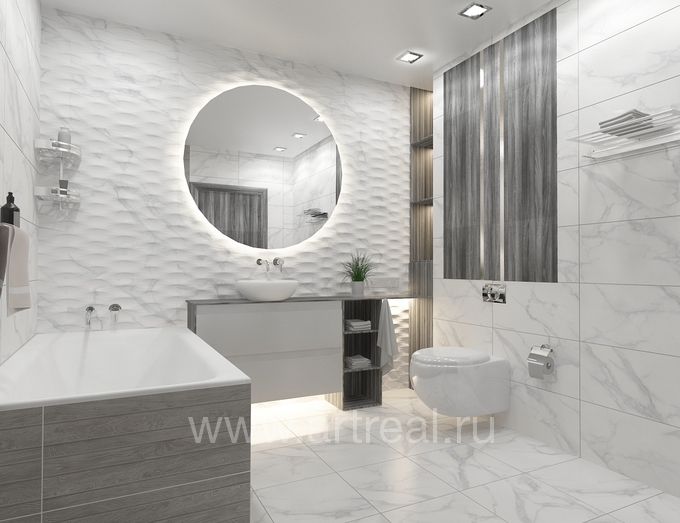 Керамическая плитка Kerlife Russia Calacatta Bianco в интерьере