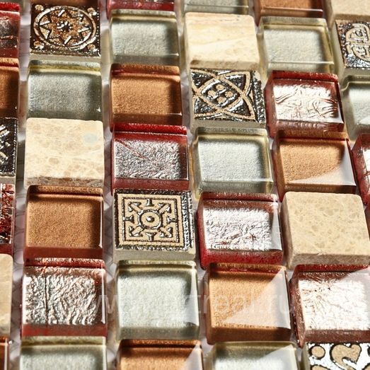 Мозаика Bonaparte Стеклянная с камнем в интерьере