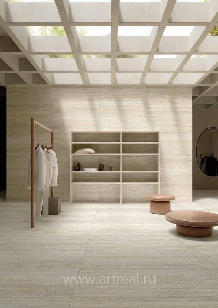 Керамогранит MGM Travertino Vein Cut в интерьере