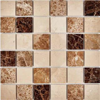 Pixel Mosaic Каменная мозаика мозаика Emperador Dark, light, Crema Nova 48x48 30.5*30.5*6