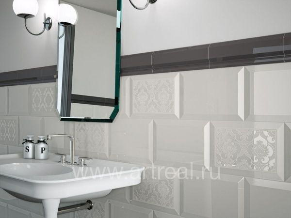 Керамическая плитка Oxford в ванной в цвете Blanco и Negro.