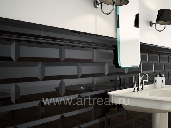 Керамическая плитка Oxford в ванной в цвете Negro.