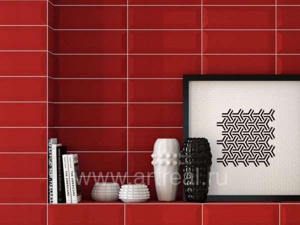 Керамическая плитка Oxford в ванной в цвете Rojo.