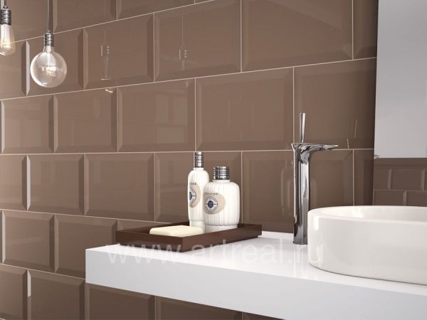 Керамическая плитка Oxford в ванной в цвете Cacao.