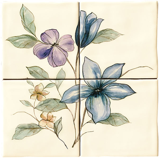 Bayker Memorie панно Composizione Jardin Viola Memorie Crema 20*20