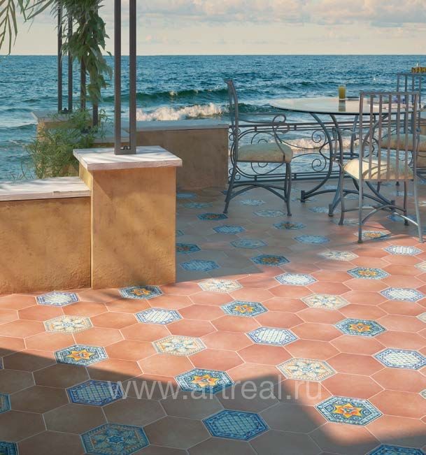 Керамическая плитка Equipe Hexatile в отделке террасы Керамическая плитка Equipe Hexatile в отделке террасы