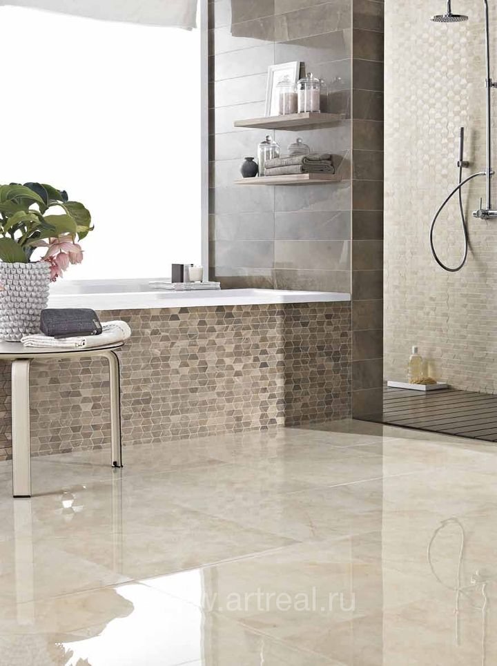 Керамогранит Marazzi ceramica EvolutionMarble в ванной Керамогранит Marazzi ceramica EvolutionMarble в ванной