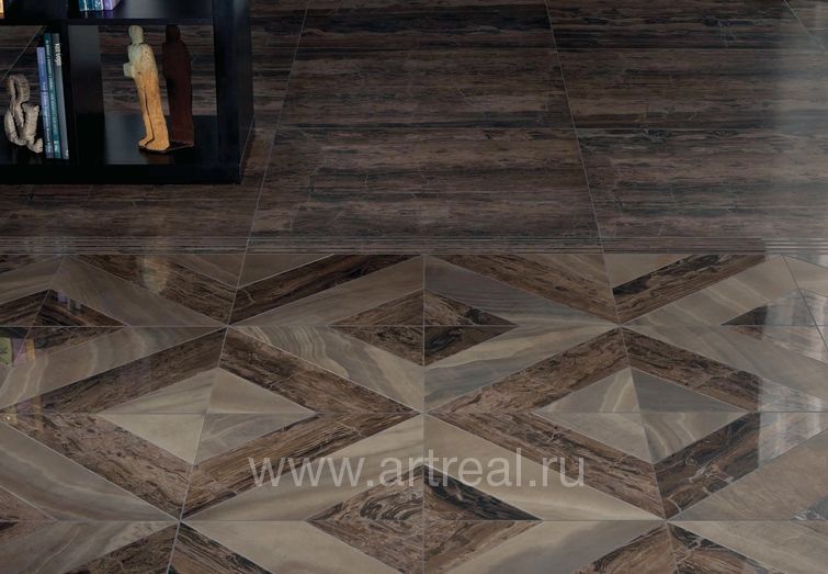 Керамогранит Gardenia Orchidea Charme  в оттенке Cappuccino с декором Macromosaico Composizione Mix Dark - Cappuccino 44305