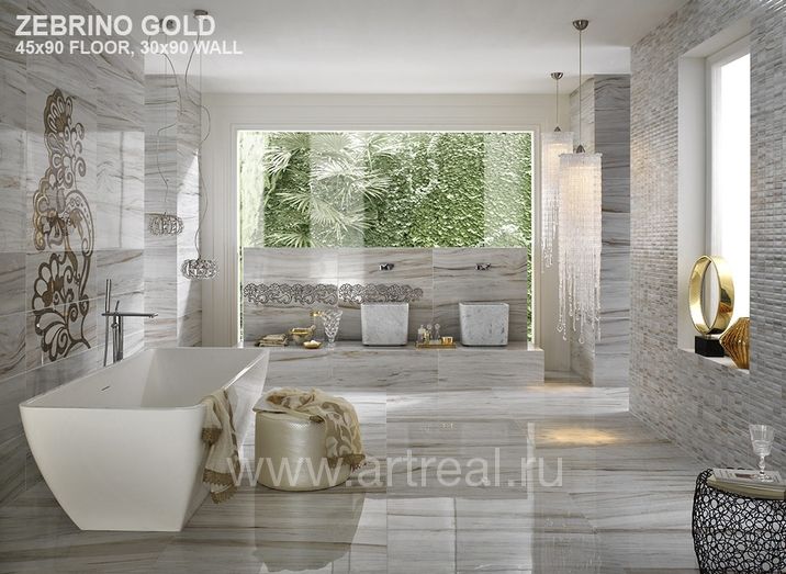 Ванная в отделке плиткой Impronta Marmi Imperiali