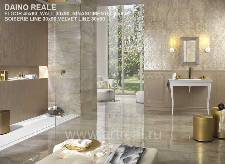 Ванная в отделке плиткой Impronta Marmi Imperiali