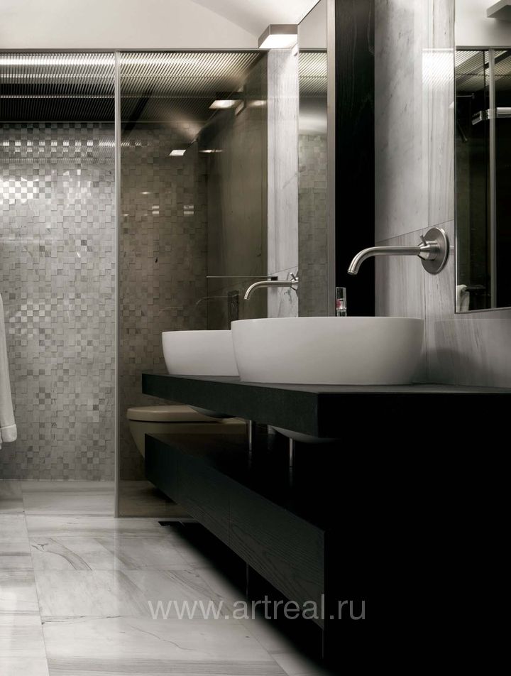 Керамогранит Rex I Bianchi в интерьере ванной комнаты