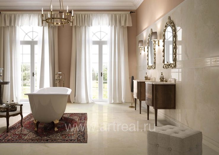Керамогранит из серии Imola Ceramica Onyx в интерьере ванной