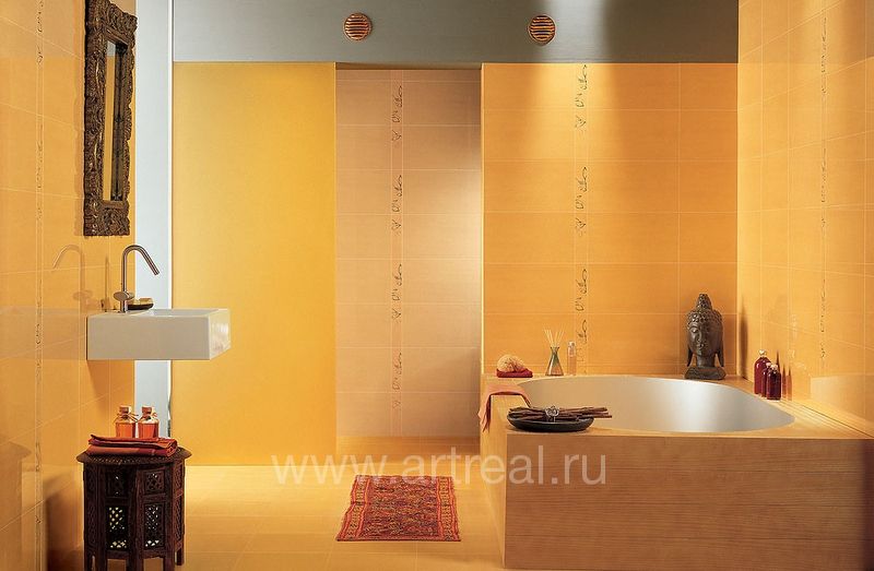 Ванная комната отделанная плиткой Fap Ceramiche Atelier в цвете Ambra.